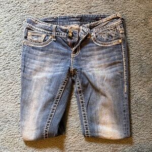 Vigoss Women's Distressed Blue Cropped Jeans